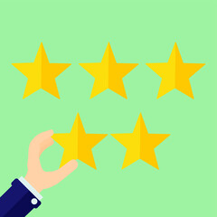 Obraz premium Customer feedback rating. Positive review on the Internet, rating of goods or services. Vector illustration