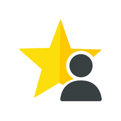 man icon with a star on a white background, vector illustration