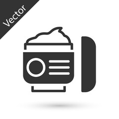 Grey Cream or lotion cosmetic tube icon isolated on white background. Body care products for woman. Vector.