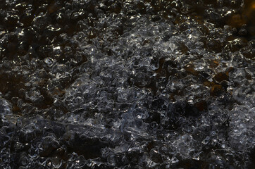 Obraz premium Beautiful abstraction of real ice near the river Bank in winter