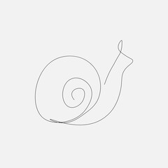 One line drawing snail animal isolated on the white background. Vector illustration