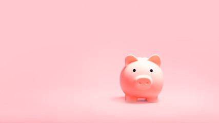 Piggy banks on isolated pink background with copy space. Money Saving Concepts