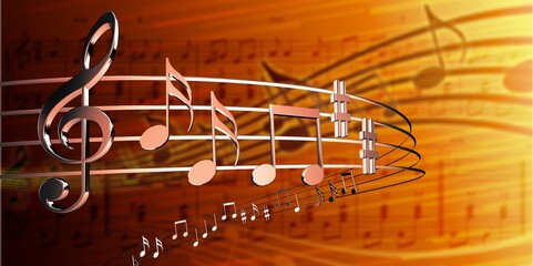 Classic music notes on the colored background
