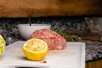 heart of ground beef onion and pepper on a white base Cordoba Argentina