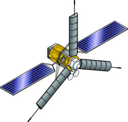 A surveillance/spy satellite with three sensor arrays.