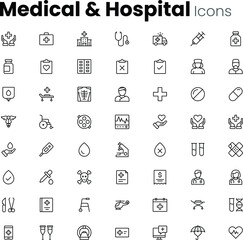 Medical and hospital icon set