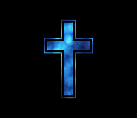 Obraz premium Blue Christian Cross with bokeh lights