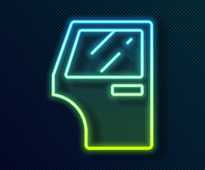 Glowing neon line Car door icon isolated on black background. Vector.