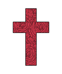 Christian Cross with red petals