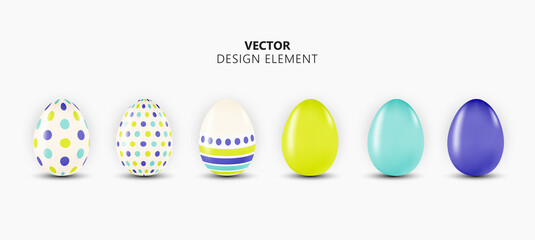 Easter Egg Design Element Collection Set on Light Background. Vector Illustration EPS10