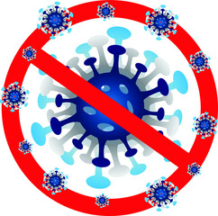 stop Coronavirus 2019 ncov icon covid19 with red prohibit Symbol vector