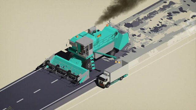 Money is made from asphalt. Combine harvester and kamaz. Traffic problem due to the theft of many states.