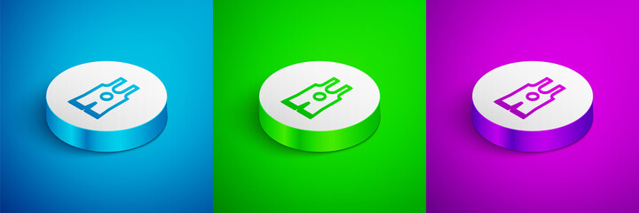 Isometric line Wrestling singlet icon isolated on blue,green and purple background. Wrestling tricot. White circle button. Vector.