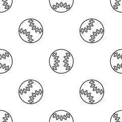 Grey line Baseball ball icon isolated seamless pattern on white background. Vector.