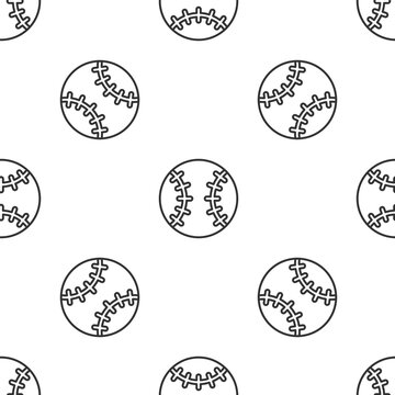 Grey line Baseball ball icon isolated seamless pattern on white background. Vector.