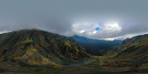 360 degree virtual reality panoramic view of the Etna volcano with its lava flows and the Bove valley in autumn. Sicily Italy. © Maurizio Caputo