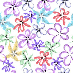 Vector seamless abstract floral creative pattern decorative multicolored flowers on a light background for fabric design, wallpaper, wrapping paper