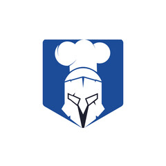 Spartan chef vector logo design template. Minimal logo of chef warrior with chef hat vector illustration.	