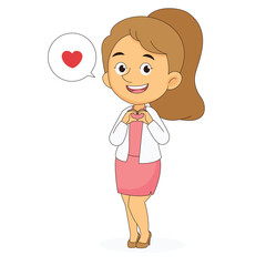 Young making Hand heart gesture,Valentine day