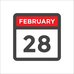 February 28 calendar icon with day of month