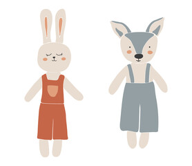 Abstract toys isolated vector, boho kids toys, love poster, family vector