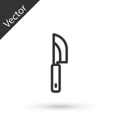 Grey line Knife icon isolated on white background. Cutlery symbol. Vector.