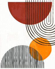 Illustration vector EPS 10 print hand draw painted abstract shapes geometry contemporary aesthetic boho mid century modern art Scandinavian nordic design style