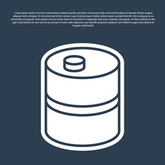 Blue line Metal beer keg icon isolated on blue background. Vector.
