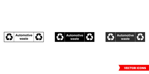 Automotive landscape waste recycling sign icon of 3 types color, black and white, outline. Isolated vector sign symbol.
