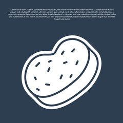 Blue line Bath sponge icon isolated on blue background. Sauna sponge. Vector.