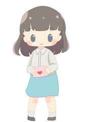 ラブレターを持つ女性　笑顔