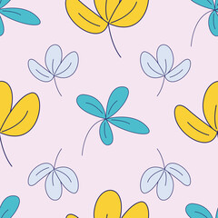 Tropical Colorful Leaves Seamless Repeat Pattern. Great For Background, Wallpaper, Fabric. Surface Pattern Design