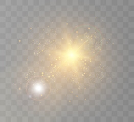 A bright flash of light flickering on a transparent background, for vector illustrations and backgrounds.	