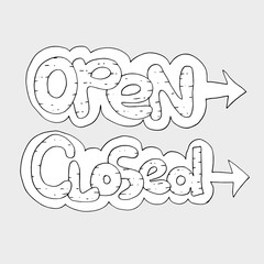 Open Sign Closed. for use in cafes, buildings, shops and others