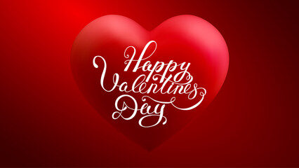 3d vector heart with Happy Valentines Day lettering. Vector Illustration. Love heart background.