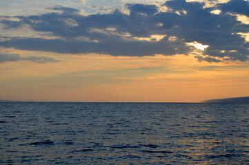 Fototapeta na wymiar sunset over the sea, Croatia, Brist