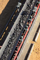 Vertical shot of the process of an open-pit manganese mining industry - obrazy, fototapety, plakaty