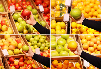  buying fruits  at the market.
