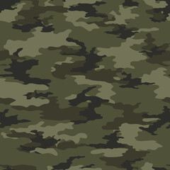 Fototapeta premium Khaki vector camouflage seamless forest pattern on print