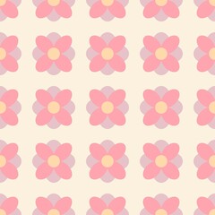 Cute pink flowers seamless pattern