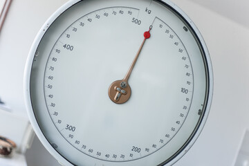 Selective focus shot of domestic weigh scales