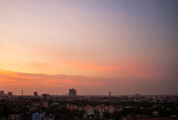 Fototapeta na wymiar Twilight sky in the evening over the city