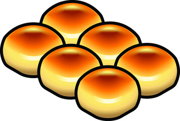 Half a dozen glazed buns.