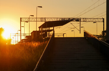 Sunset, Railway Station in North Ursus, Warsaw