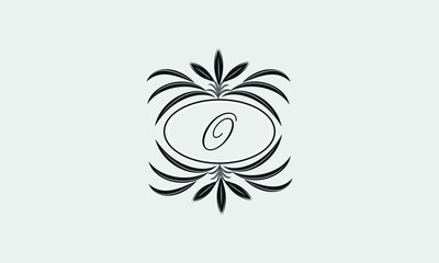 Fototapeta premium Vector logo design in trendy linear style. Floral monogram with the letter O in the center or space for the text of the letter - an emblem for fashion, beauty and jewelry industry, business