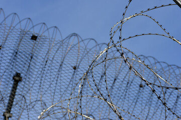 Barbed wires detail focus background