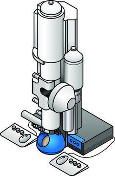 An electron microscope for looking at tiny specimens.