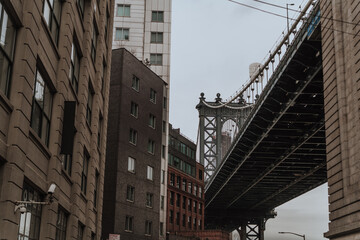 manhattan bridge, bottom view from under the bridge