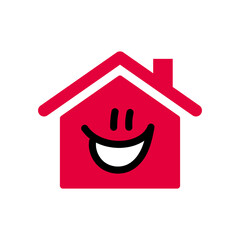 Glückliches Haus in rot, Vektor Grafik