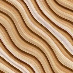Tapeten Geschnitzte Wellenmuster auf Holzhintergrund, nahtlose Textur, 3D-Darstellung © Jojo textures